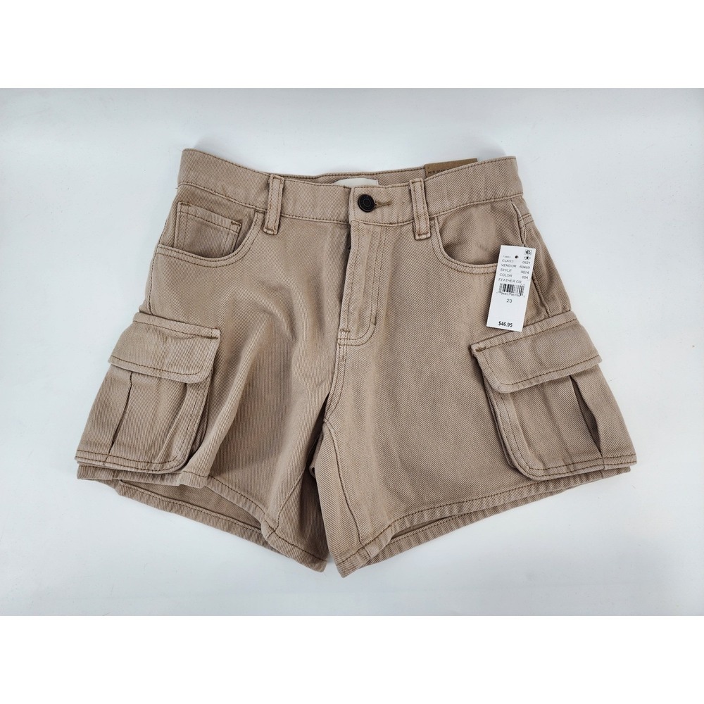 PacSun Womens Mid‎ Rise Cargo Short Feather Tan Brown Size 23 NWT